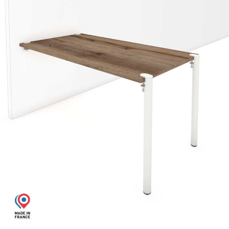 Table murale rectangulaire décor chêne vieilli coloris blanc Céphée