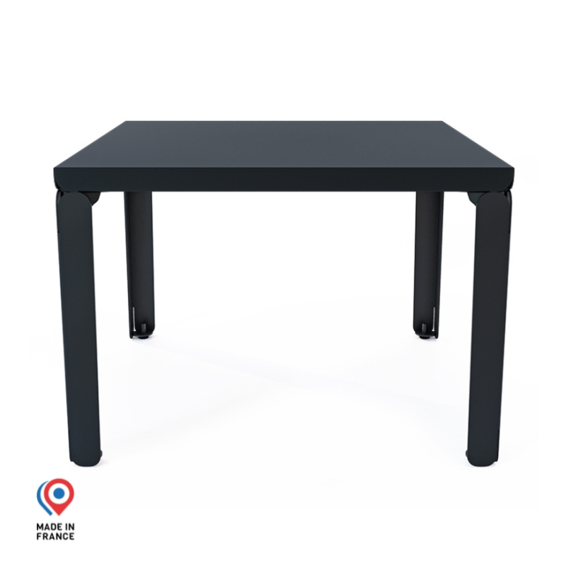 Table basse en acier Cristal de forme carrée, coloris noir