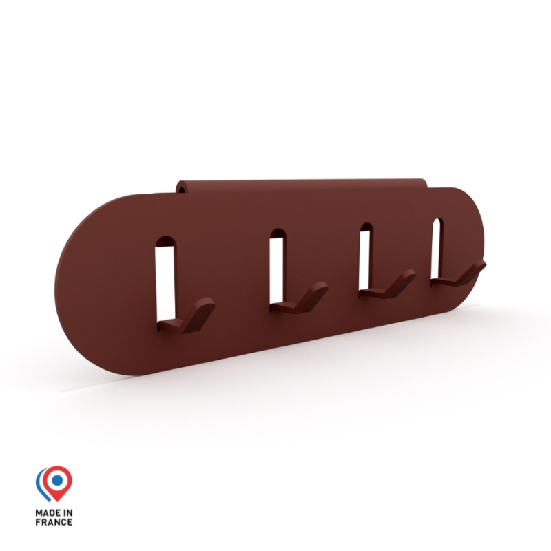 Porte clés en acier Nacre coloris red brown