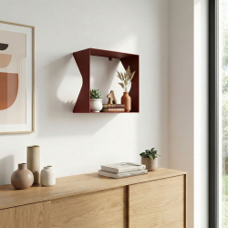 Étagère murale Agate, coloris Red Brown, dans un salon.