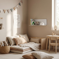 Étagère murale Aventurine, coloris Blanc, dans une chambre.