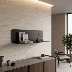 Étagère murale Aventurine, coloris Noir, dans un salon.