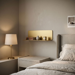 Étagère murale Aventurine, coloris Doré, dans une chambre.