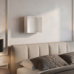 Étagère murale Améthyste, coloris Blanc, dans une chambre.