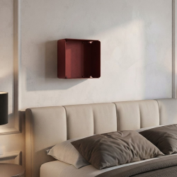 Étagère murale Améthyste, coloris Red Brown, dans une chambre.
