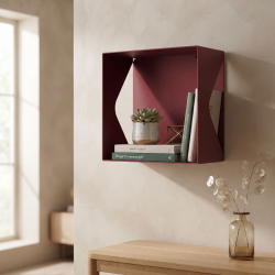 Étagère murale Aigue-marine, coloris red brown, dans un salon.