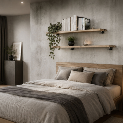 Supports muraux Grenat, coloris noir, dans une chambre.