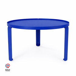 Table basse en acier Jade de forme ronde, coloris bleu