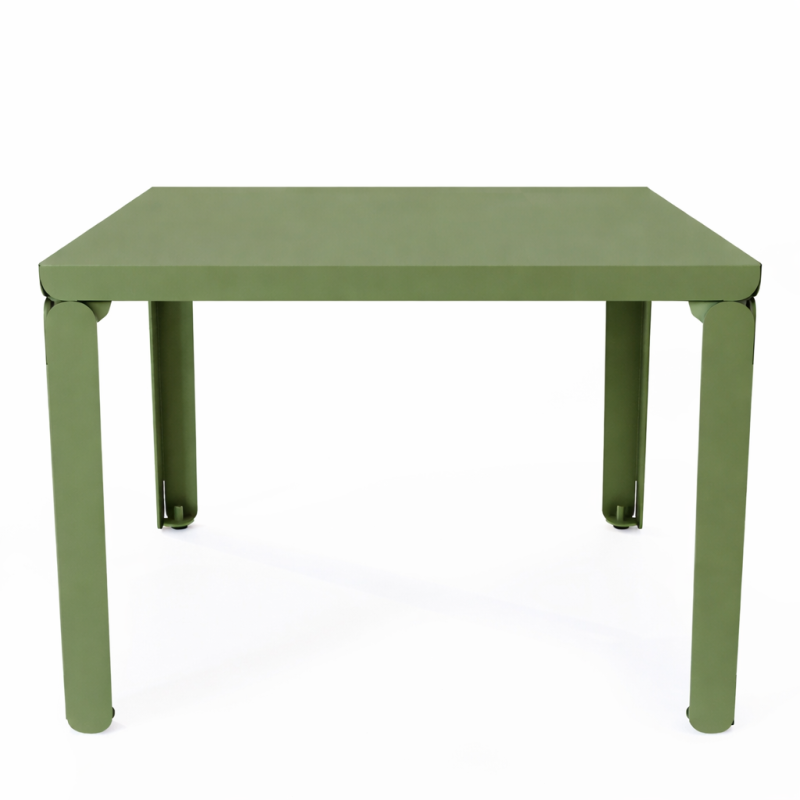 Table basse en acier Cristal de forme carrée, coloris vert