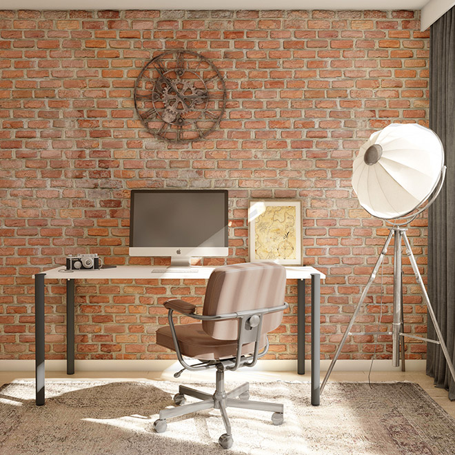 Décoration industrielle d'un bureau avec les pieds en acier